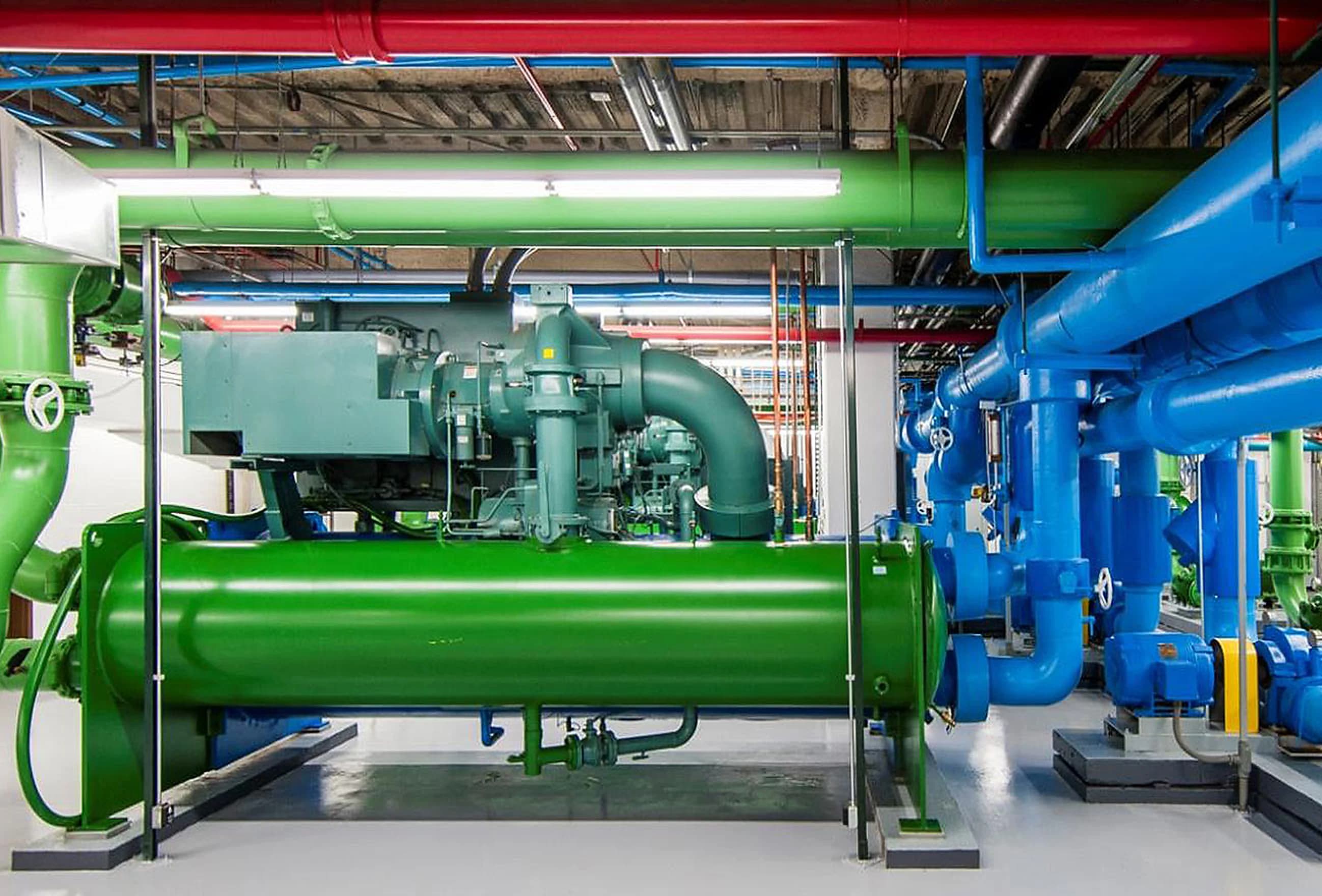 Commercial building water pipework and plant